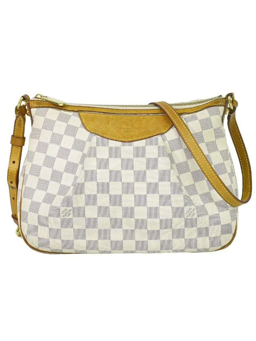 Louis Vuitton LV Siracusa PM Damier Azur Shoulder Bag Pochette White Gray